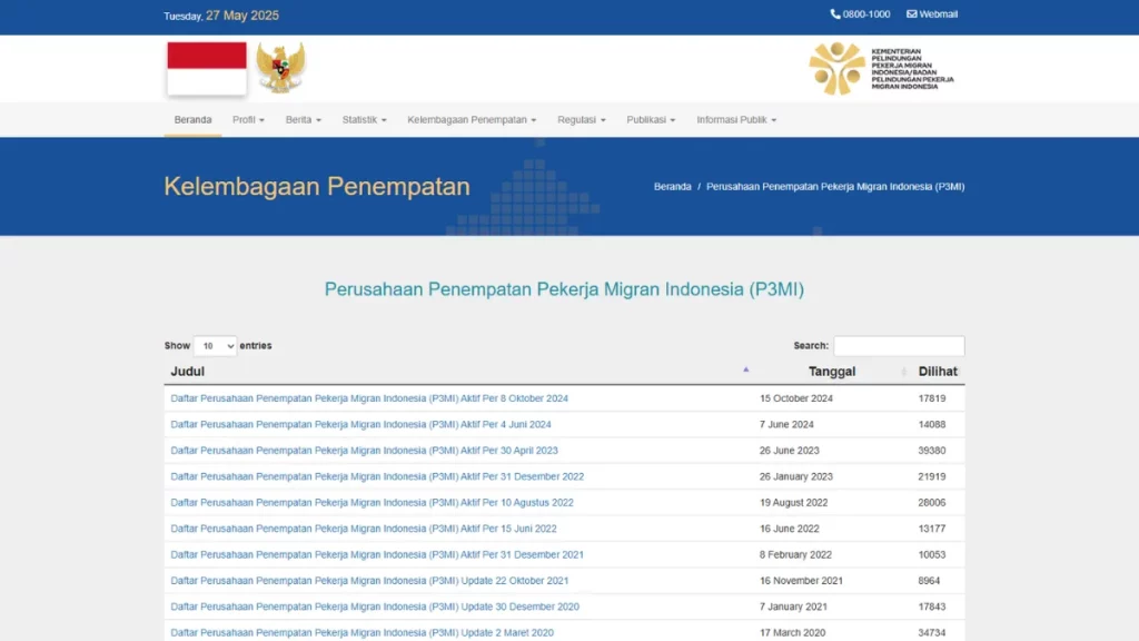 daftar lpk resmi di website resmi bp2mi
